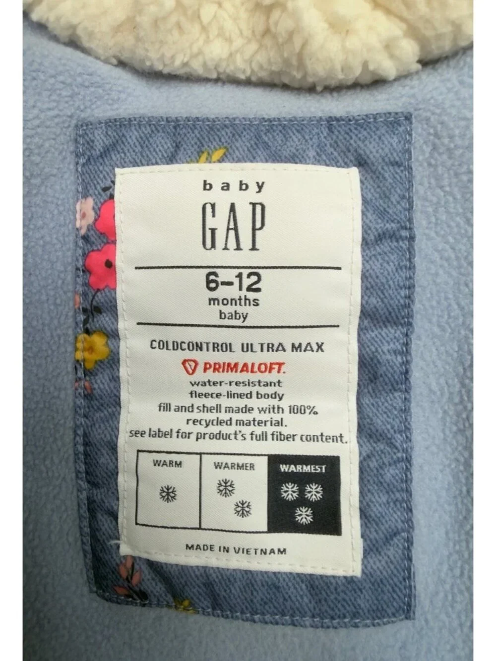 Baby Gap Girls Size 6-12 Months Infant Floral Bunting Fleece Lined Snow Suit